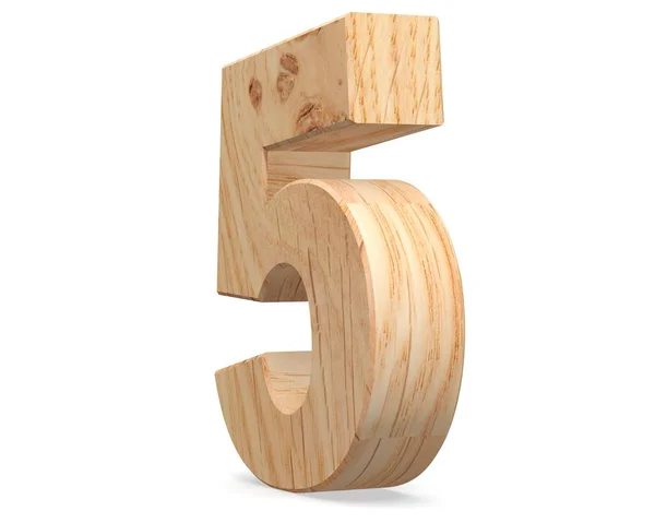 装飾的な木製アルファベット数字ゼロ記号 レンダリング図 白い背景に分離 — ストック写真