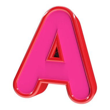 3D çizim plastik kırmızı beyaz arka plan üzerinde izole bir mektup.