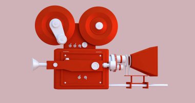 3D çizim. Film-sinema kamera çizgi film tarzı.
