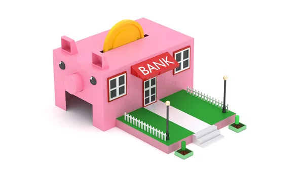 Illustration Rendu Isometric Bank Savings Concept Entreprise Sécurité Bancaire Coffre — Photo
