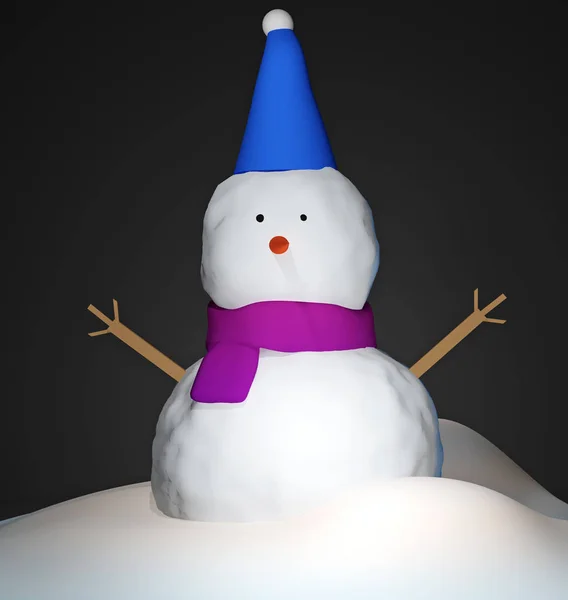 Render Illustration Picture Cute Snowman Happy Holidays Merry Christmas Greeting — Stock Photo, Image