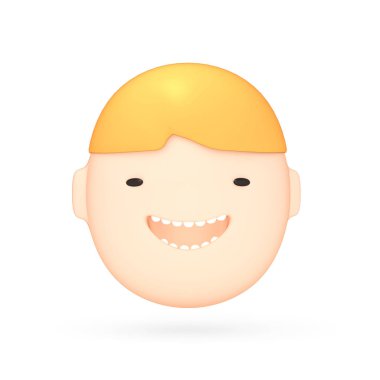 3D render illüstrasyon. Gülümseme ile sevinç emoji beyaz arka plan üzerinde yüz