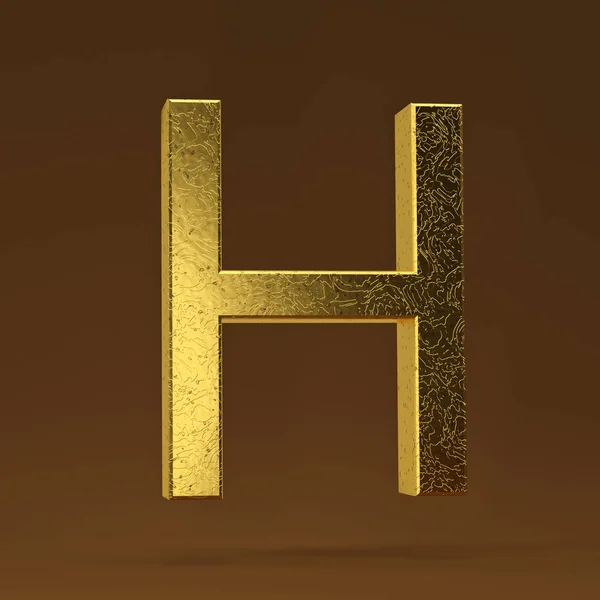 3D render Illustration. golden capital letter - H. — Stock Photo, Image