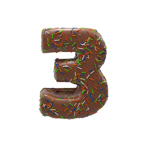 Chocolate Cake Donut Font Colorful Sprinkles Delicious Number Render Illustration — Stock Photo, Image