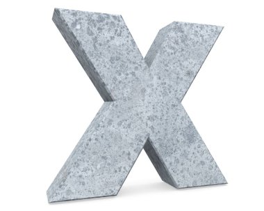 Beyaz arka plan üzerinde izole beton büyük harf X. 3D render illüstrasyon
