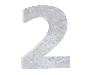 3D render beton sayı 2 iki. 3D render illüstrasyon.