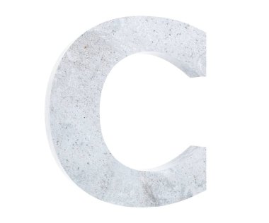 Beton büyük harf C beyaz arka plan üzerinde izole. 3D render illüstrasyon