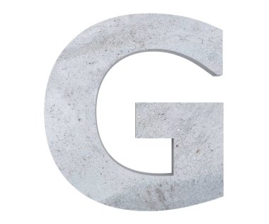 Beton büyük harf G beyaz arka plan üzerinde izole. 3D render illüstrasyon
