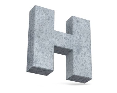 Beyaz arka plan üzerinde izole beton büyük harf H. 3D render illüstrasyon