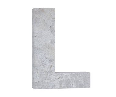 Beton büyük harf L beyaz arka plan üzerinde izole. 3D render illüstrasyon