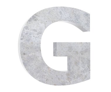 Beton büyük harf G beyaz arka plan üzerinde izole. 3D render illüstrasyon