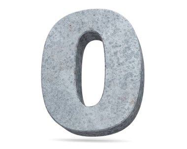 3D render beton numarası 0 sıfır. 3D render illüstrasyon.