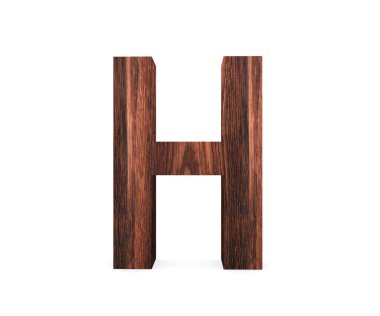 3D dekoratif ahşap alfabe, büyük harf H