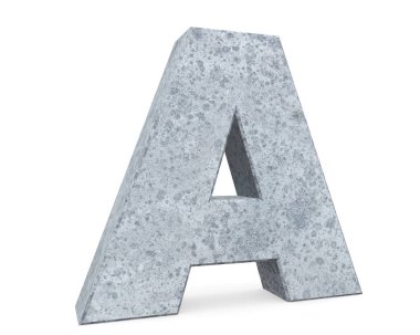 Beton büyük harf A beyaz arka plan üzerinde izole. 3D render illüstrasyon