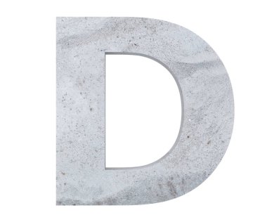 Beton büyük harf D beyaz arka plan üzerinde izole. 3D render illüstrasyon