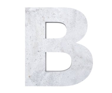 Beton büyük harf B beyaz arka plan üzerinde izole. 3D render illüstrasyon