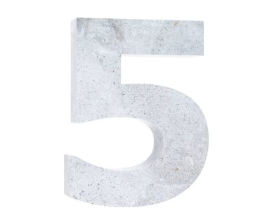 3D render beton sayı 5 beş. 3D render illüstrasyon.