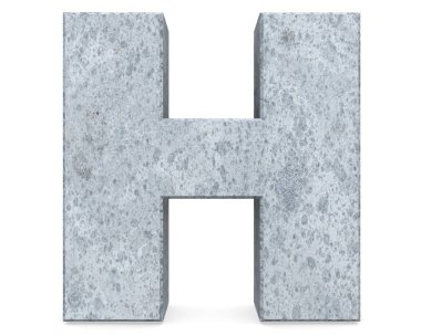 Beyaz arka plan üzerinde izole beton büyük harf H. 3D render illüstrasyon