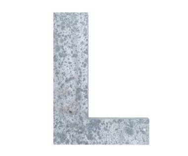 Beton büyük harf L beyaz arka plan üzerinde izole. 3D render illüstrasyon