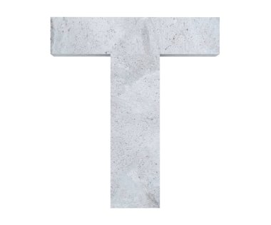 Beton büyük harf T beyaz arka plan üzerinde izole. 3D render illüstrasyon