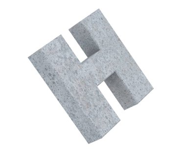 Beyaz arka plan üzerinde izole beton büyük harf H. 3D render illüstrasyon