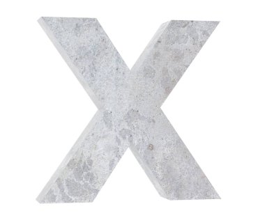 Beyaz arka plan üzerinde izole beton büyük harf X. 3D render illüstrasyon