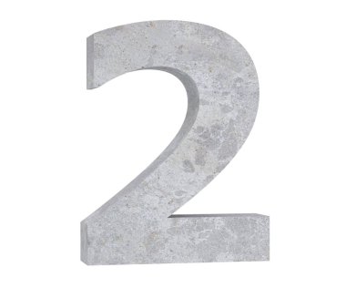3D render beton sayı 2 iki. 3D render illüstrasyon.