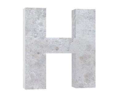 Beyaz arka plan üzerinde izole beton büyük harf H. 3D render illüstrasyon