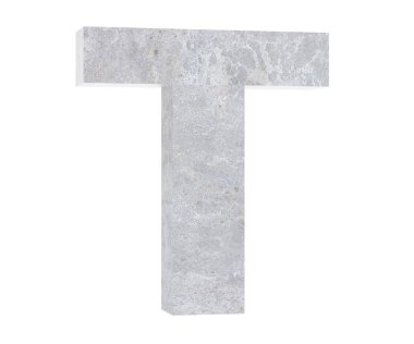 Beton büyük harf T beyaz arka plan üzerinde izole. 3D render illüstrasyon