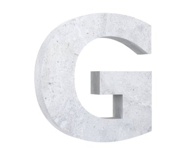 Beton büyük harf G beyaz arka plan üzerinde izole. 3D render illüstrasyon