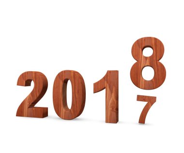 2018 3D illüstrasyon izole beyaz arka plan üzerinde yeni yıl kavramı