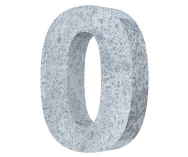 3D render beton numarası 0 sıfır. 3D render illüstrasyon.