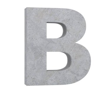 Beton büyük harf B beyaz arka plan üzerinde izole. 3D render illüstrasyon