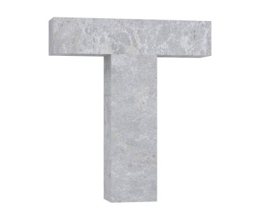 Beton büyük harf T beyaz arka plan üzerinde izole. 3D render illüstrasyon