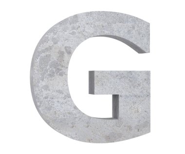 Beton büyük harf G beyaz arka plan üzerinde izole. 3D render illüstrasyon