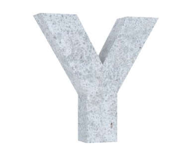 Beyaz arka plan üzerinde izole beton büyük harf Y. 3D render illüstrasyon