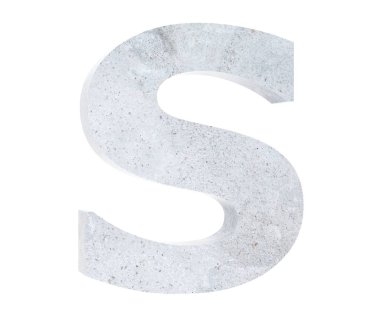 Beyaz arka plan üzerinde izole beton büyük harf S. 3D render illüstrasyon