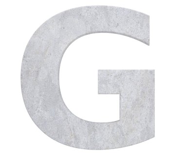 Beton büyük harf G beyaz arka plan üzerinde izole. 3D render illüstrasyon
