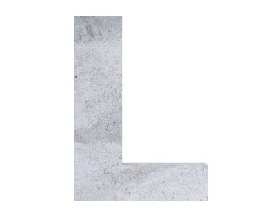 Beton büyük harf L beyaz arka plan üzerinde izole. 3D render illüstrasyon