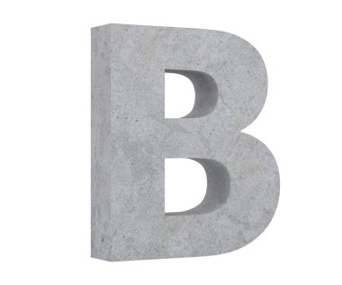 Beton büyük harf B beyaz arka plan üzerinde izole. 3D render illüstrasyon