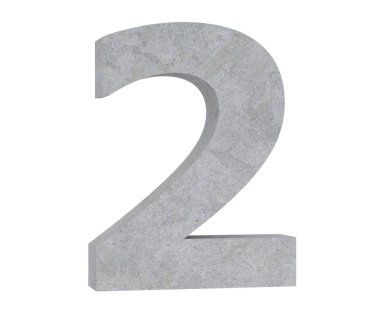 3D render beton sayı 2 iki. 3D render illüstrasyon.