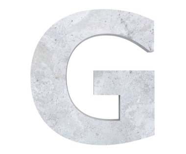 Beton büyük harf G beyaz arka plan üzerinde izole. 3D render illüstrasyon