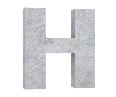 Beyaz arka plan üzerinde izole beton büyük harf H. 3D render illüstrasyon