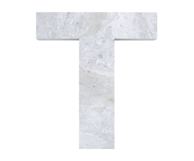 Beton büyük harf T beyaz arka plan üzerinde izole. 3D render illüstrasyon