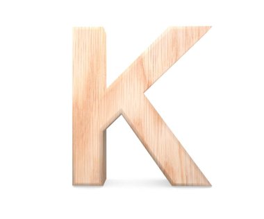 3D dekoratif ahşap alfabe, büyük harf K
