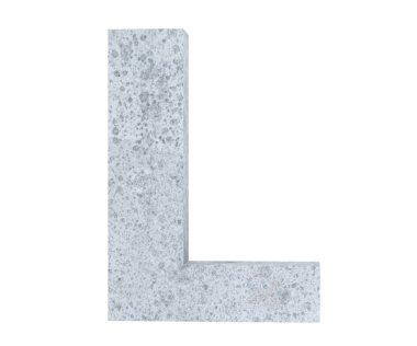 Beton büyük harf L beyaz arka plan üzerinde izole. 3D render illüstrasyon