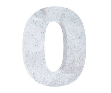 3D render beton numarası 0 sıfır. 3D render illüstrasyon.