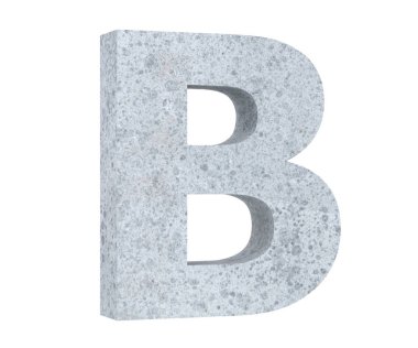 Beton büyük harf B beyaz arka plan üzerinde izole. 3D render illüstrasyon