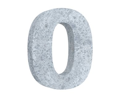 3D render beton numarası 0 sıfır. 3D render illüstrasyon.