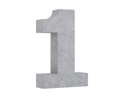 3D render beton 1 numara bir. 3D render illüstrasyon.